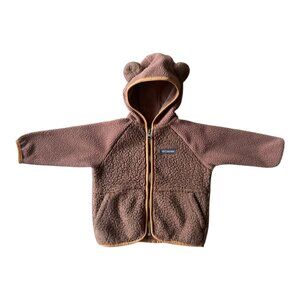 Columbia Baby Toddler Sherpa Fleece Zip Hoodie Bear Ears Brown 12–18M